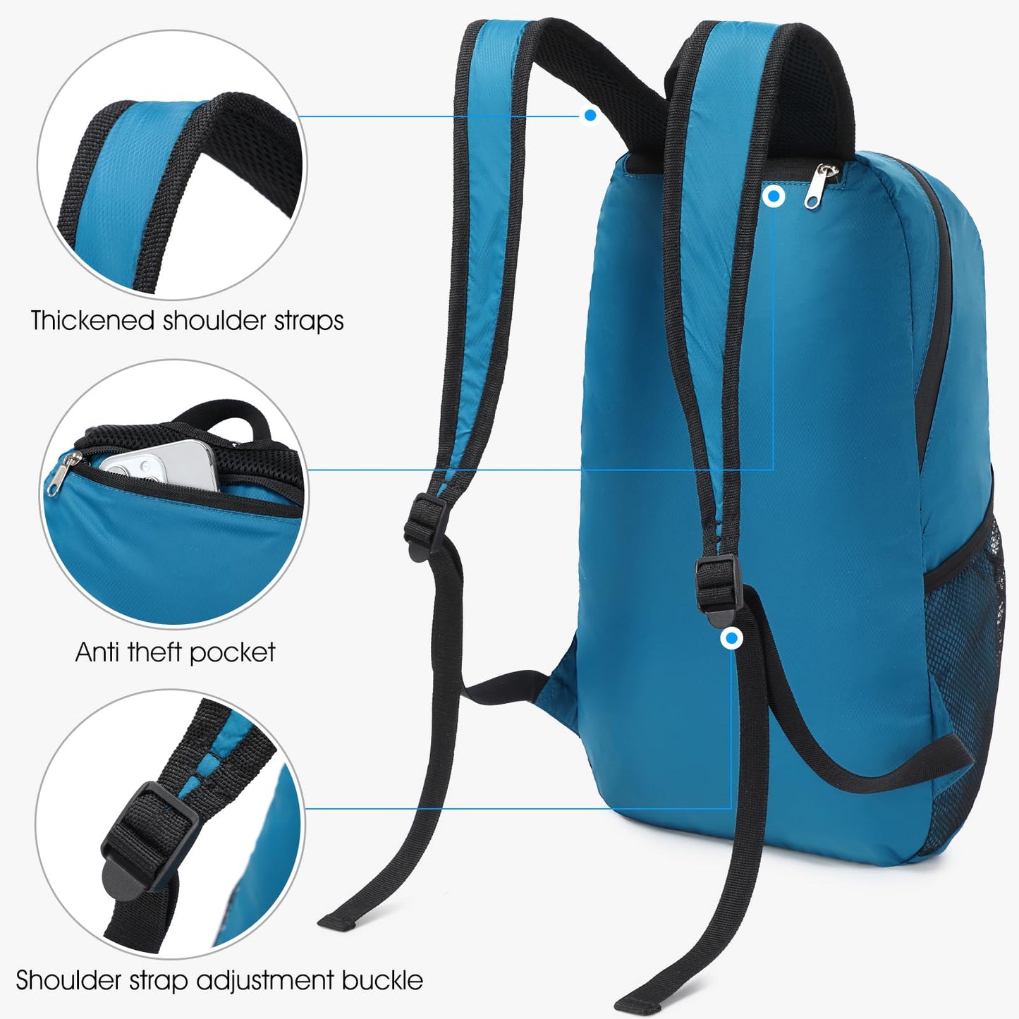 SFIUYDS 15L Lightweight Hiking Backpack Small,Waterproof Hiking Daypack,Foldable Backpack for Travel,Ultralight Daypack