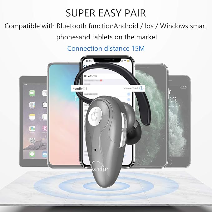 Bluetooth Headset, V5.0 Ultralight Wireless Headphone Cell Phone Earpiece with Mic Headsetcase, Volume Control, Handsfree Earbud for iPhone, Android,Samsung Smartphone