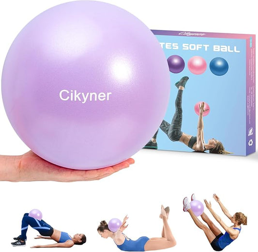 Cikyner Soft Pilates Ball, Small Exercise Ball 9 Inch Mini Gym Ball with Inflatable Straw, Suitable for Pilates, Yoga, Full Body Training, Physical Therapy and Balance improving at Home
