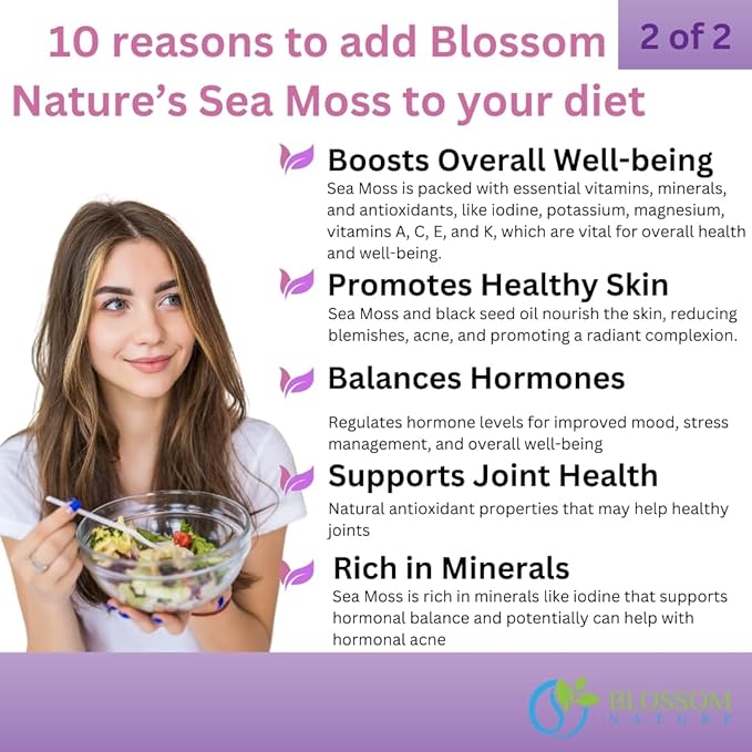 10-in 1 Irish Sea Moss Gummies 3000mg with Black Seed Oil Ashwagandha Bladderwrack Burdock Turmeric Apple Cider Vinegar Manuka Honey Dandelion - for Immune and Digestive System, Made in US