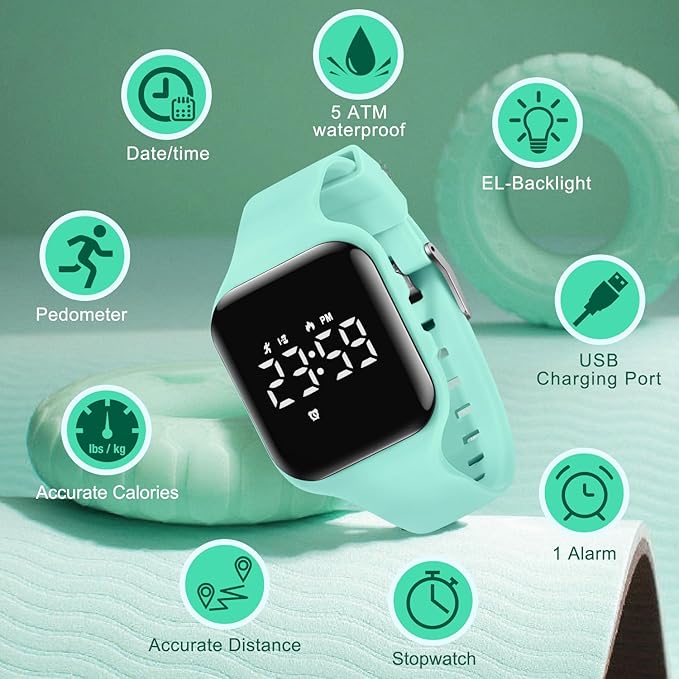 Kids Watches for Girls Boys Digital Sport Watch with Step Counter Pedometer Vibration Alarm Clock, No App Waterproof Fitness Tracker Kids Watch Boys Girls Teens Students Ages 5-16