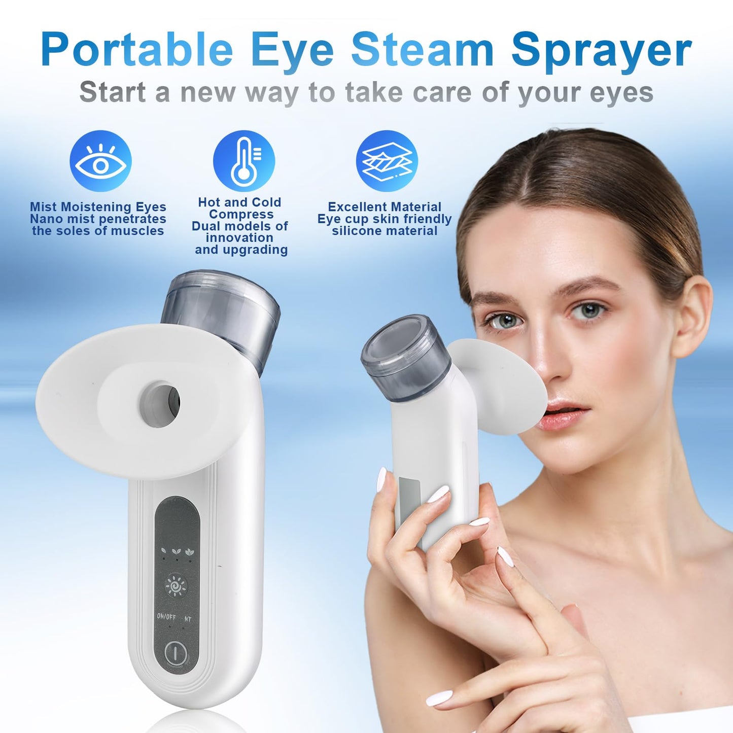 Eye Mist Steam Sprayer for Relief Dry Eyes, Facial Steamer, Eye Treatment, Portable Heated Eye Masks, Mini Eye Moisturizing Cleaning Soothing Steamer