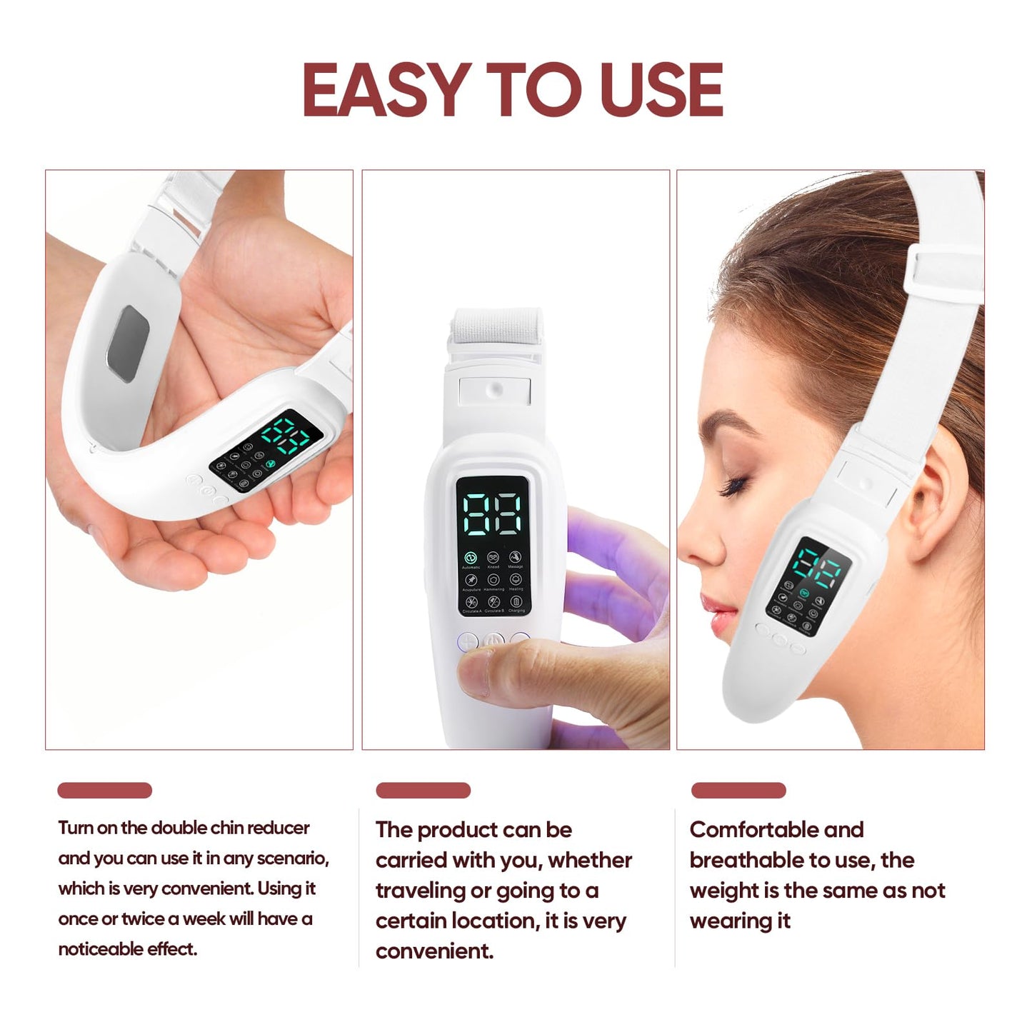 Ceymodir Intelligent Electric Double Chin and V-Shaped Face Machine with 8 Modes & 15 Adjustable Intensities - Women's V-Face Device