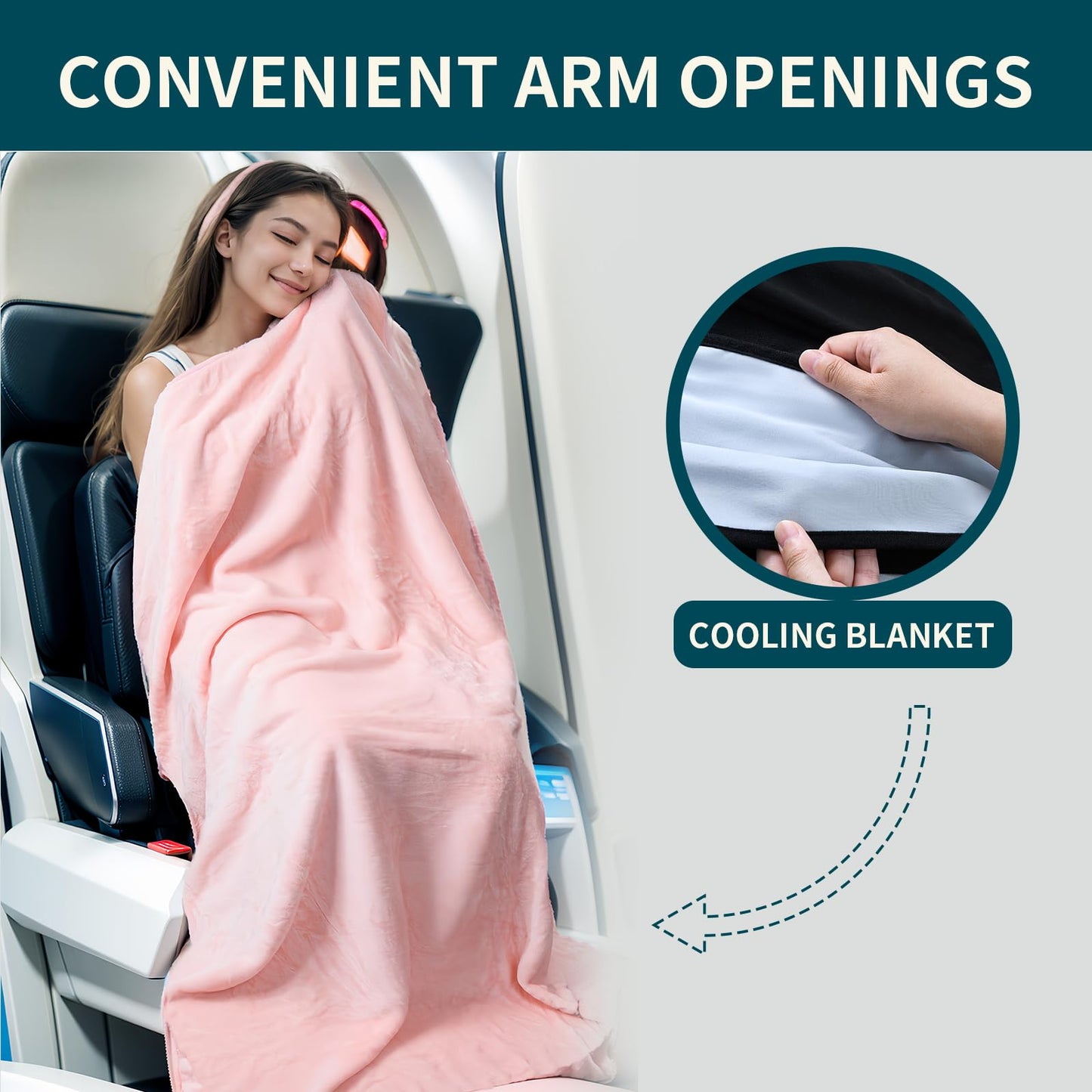 Travel Cooling Blanket and Pillow- Soft 2 in 1 Airplane Compact Flight Essentials Car Pillow Travelers Gifts Accessories Compact Pack Blanket for Any Travel with Luggage Backpack Strap,Pink