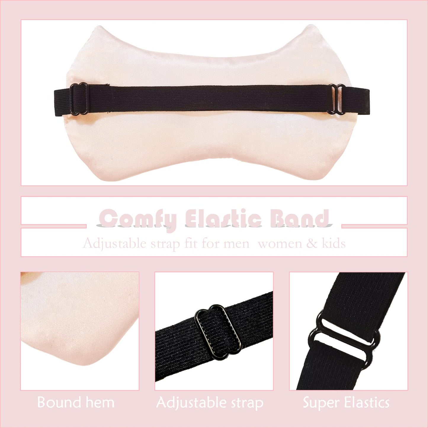 Mukveitn Cute Cat Sleep Mask for Kids, 2 Pack Silk Sleeping Eye Cover Adjustable Mask Night Eyeshade Cover for Girls Boys Women Men Sleep Travel Nap Party Supplies