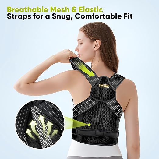 Back Brace Posture Corrector for Women & Men - Elastic Shoulder Straps, Full Back Support, Upper/Lower Pain Relief - Scoliosis, Hunchback