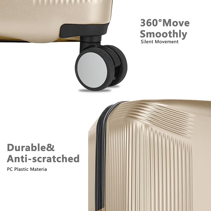 28 Inch Luggage with Spinner Wheels, Lightweight Expandable PC Hardside Large Checked Luggage with TSA Lock, Durable Rolling Suitcase, Champagne