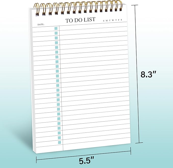 KAICN To Do List Notepad, Undated Daily Planner Notepad With To Do List Notebook Checklist Planner Spiral Waterproof Notepad for Office Supplies, School Planner, Green, 52 Sheets, 5.5"*8.3" A5 Size