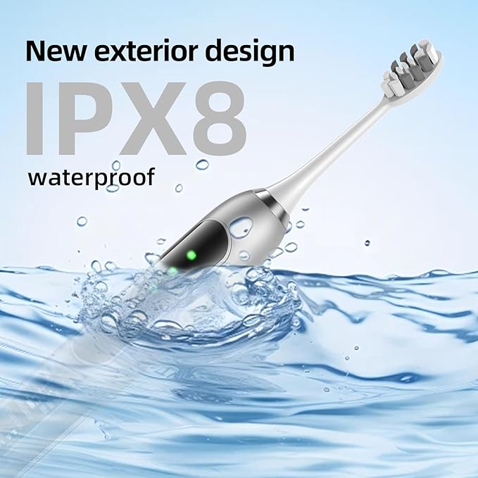 Adult Sonic Electric Toothbrush with 10 Brush Heads, Travel case, and Wall Bracket, Suitable for Both Adults and Children, IPX8 Waterproof, USB Charging, 42000VPM, Silver