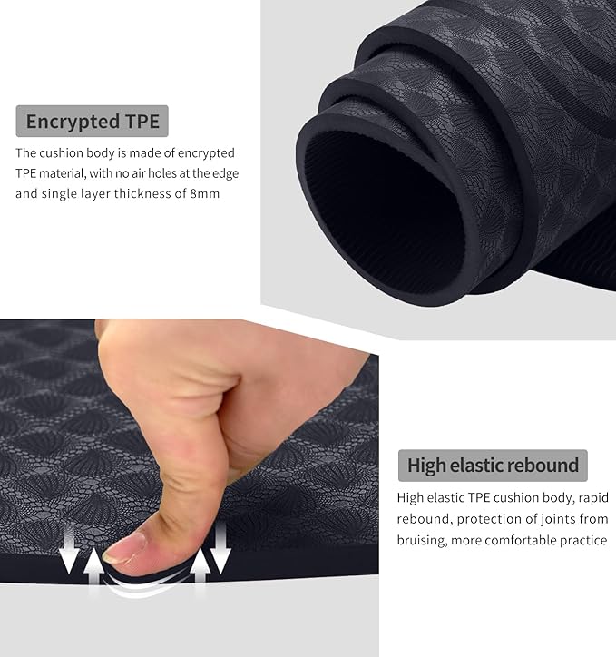 8/20/30mm Jump Rope Mat Fitness Exercise Mat Durable, Non-Slip, Workout Mats with Jump Rope & Carrying Bag for Home Gym Flooring (55"x 24")