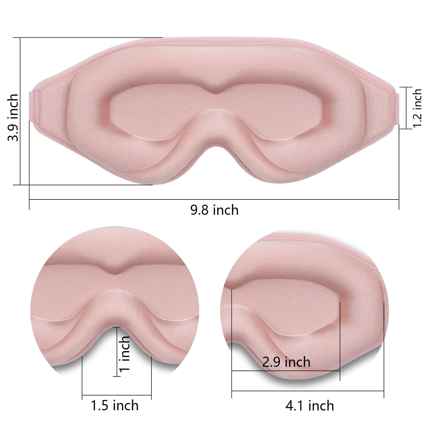 Sleep Mask 3D Eye Mask for Sleeping 100% Light Blocking Eye Covers with Adjustable Strap Night Blindfold for Women Memory Foam Pink