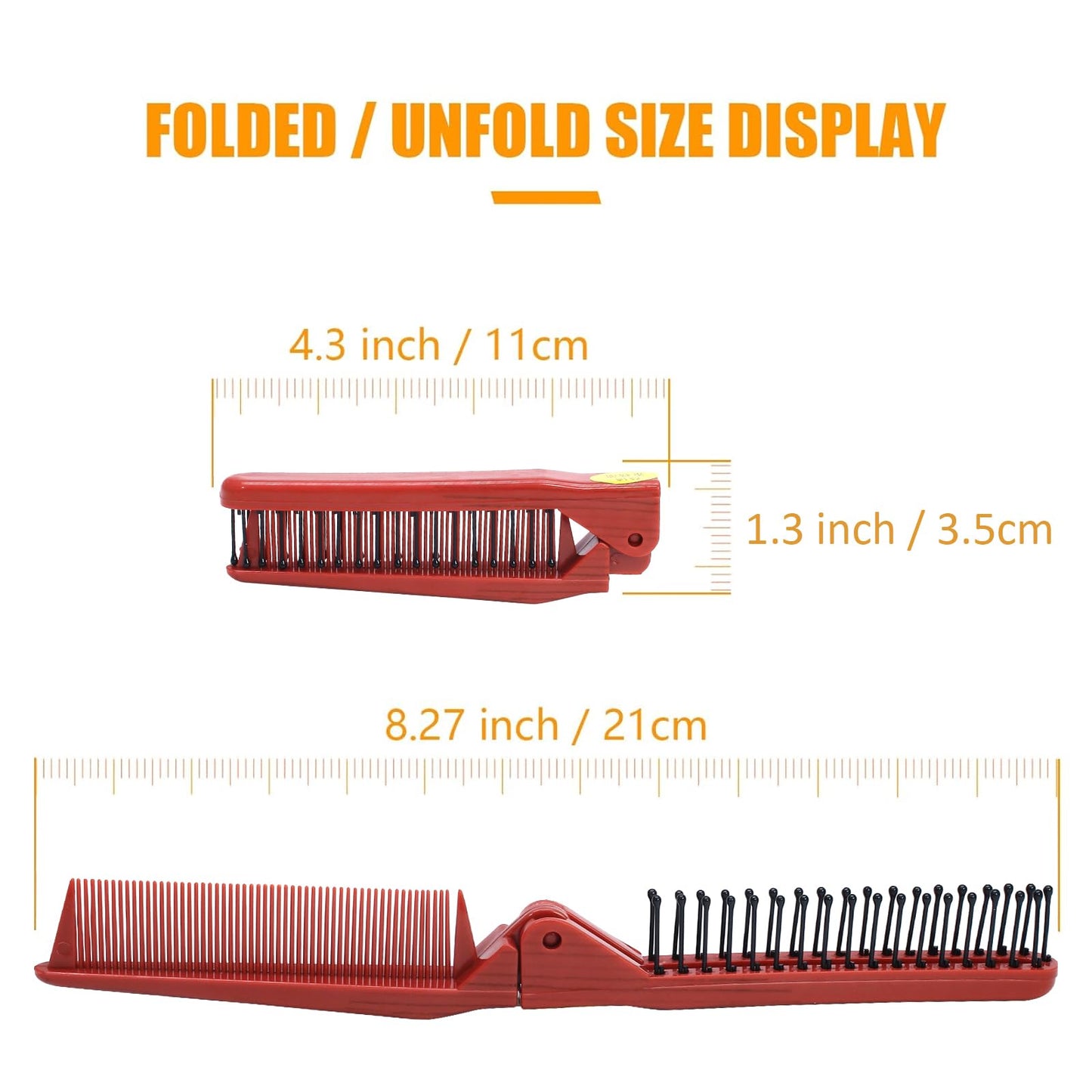Qjaiune 6PCS Travel Foldable Hair Comb and Brush Set - Anti-Static Mini Pocket Plastic Combs, Double Headed Plastic Hairdressing Tool for Men and Women (White + Burgundy)
