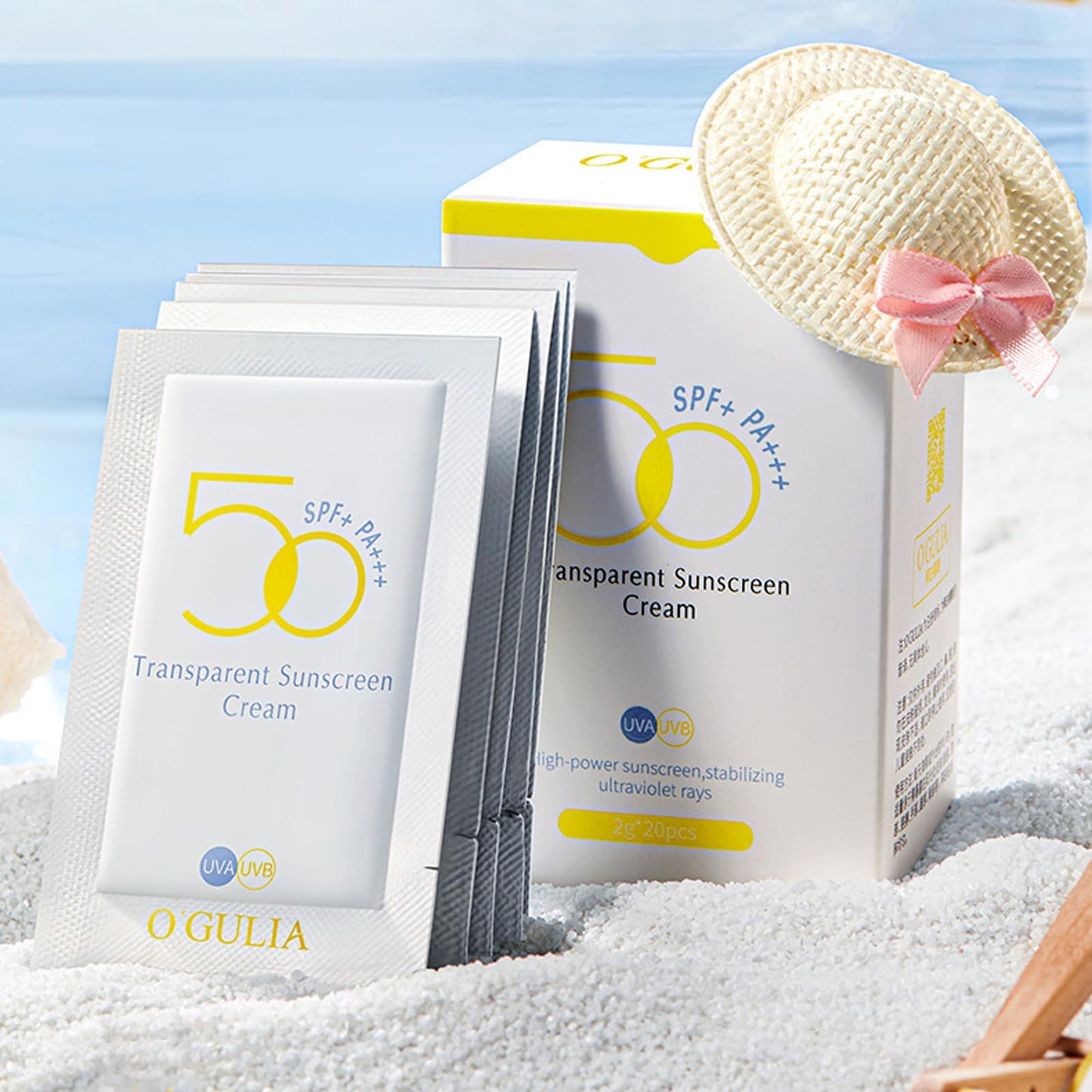 60PCS Travel Size Sunscreen SPF50+ PA+++ - Mini Sunscreen Infused with Centella Asiatica Extract & Hyaluronic Acid - Waterproof, Lightweight & Non-Greasy - Perfect for Summer Party & Thank You Gifts