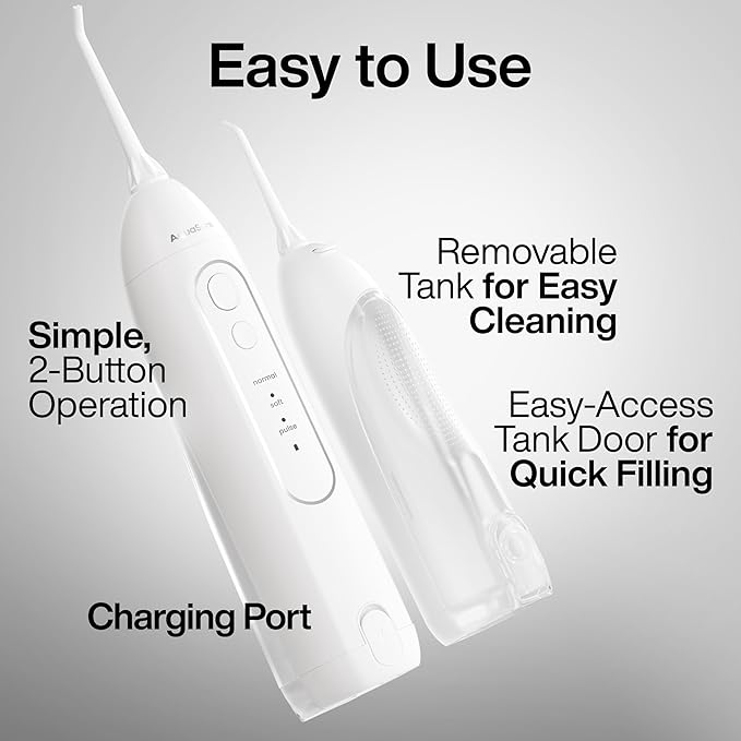 AquaSonic Icon Water Flosser for Teeth – Cordless Rechargeable Oral Irrigator – Waterproof, Portable Dental Cleaning with Jet Tip – Braces Home Travel - Pearl