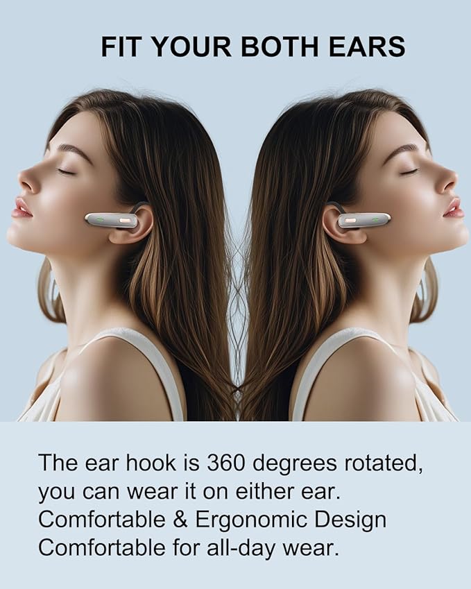 Bluetooth Earpiece, V5.1 Ultralight Wireless Handsfree Headset for Cell Phone with Noise Cancellation Microphone for iOS Android Samsung Laptop Trucker Driver - Grey