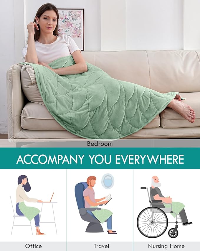 Kaisa Weighted Blanket for Adults 7lbs 41" x 53", Cozy Luxury Crystal Velvet Small Weighted Lap Blanket, All-Season Blanket, Machine Washable, Sage Green