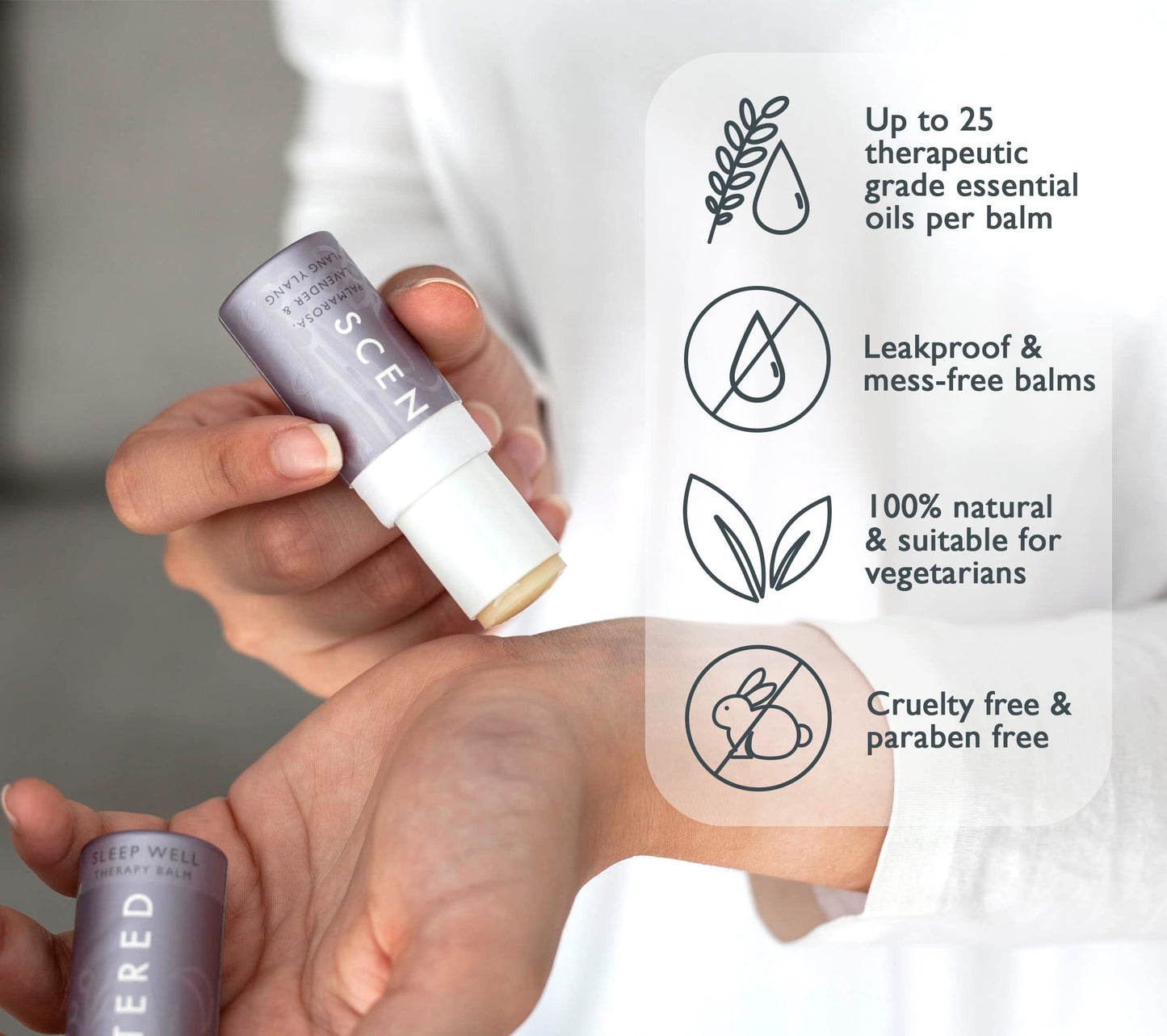 Scentered Aromatherapy Balm Gift Set - Positive & Relaxed - Pack of 3 Balms: Happy, De-Stress, Sleep Well - Lavender, Cedarwood, Rosemary Essential Oil - Mother's Day Gift Ideas