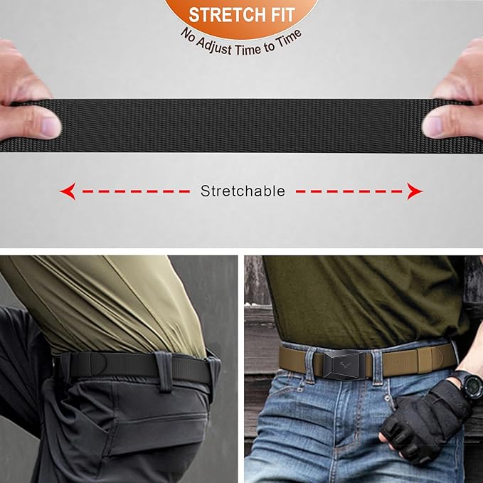 BULLIANT Men Belt 2 Pack,Nylon Web Holster Belt Stretch for Gift Men Outdoor Work Sports Hunting Hiking,Quick Release