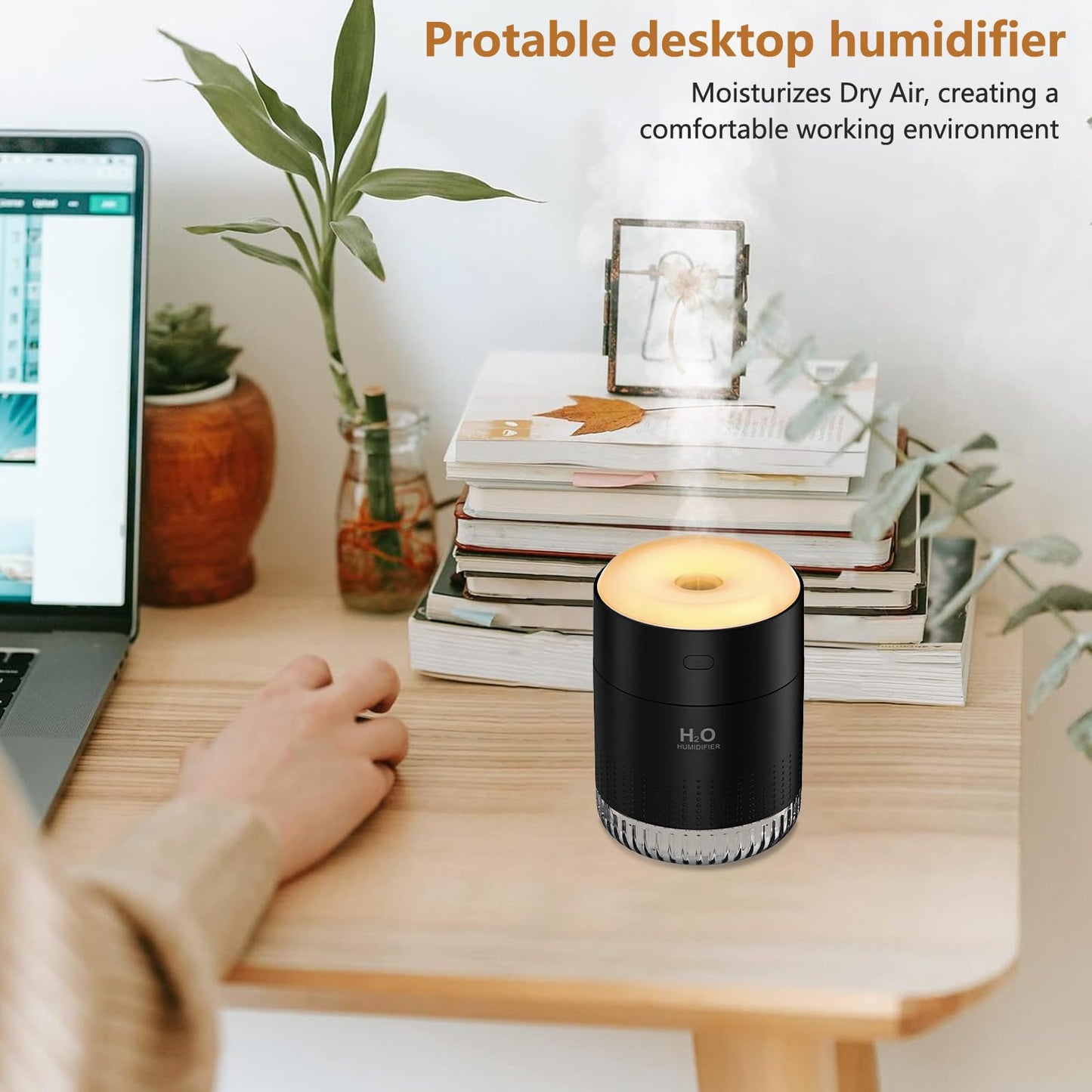 BAMCOO Portable Mini Humidifier, Auto Shut-Off, 2 Mist Modes, Quite, Small Humidifiers for Bedroom Travel Office Desk Plants (Black)