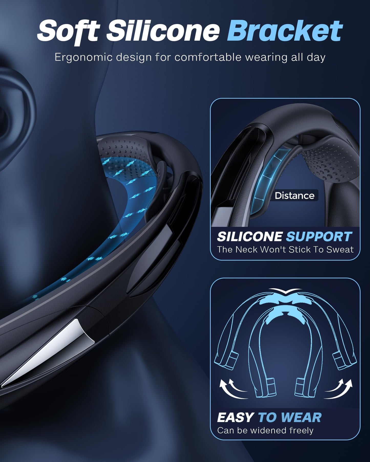 Laimiod Neck Fan - Portable Neck Fan with LED Book Light, 6-20 Hrs Long Battery, 6-Speed Adjustable, USB-C Rechargeable, Hands-Free Wearable Fan, Cooling Personal Fan for Men Women Outdoor Indoor