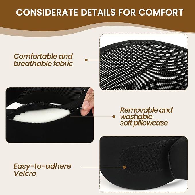 Neck Pillow, Travel Pillow uses Memory Foam to Support Neck Comfort, Ideal Companion for Airplane and car Travel, Compact, Convenient, and Versatile Airplane Sleep Pillow(Black)