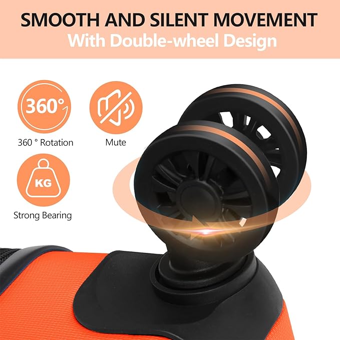 AnyZip Luggage PC ABS Hardside Lightweight Suitcase with 4 Universal Wheels TSA Lock Carry-On 20 Inch Orange