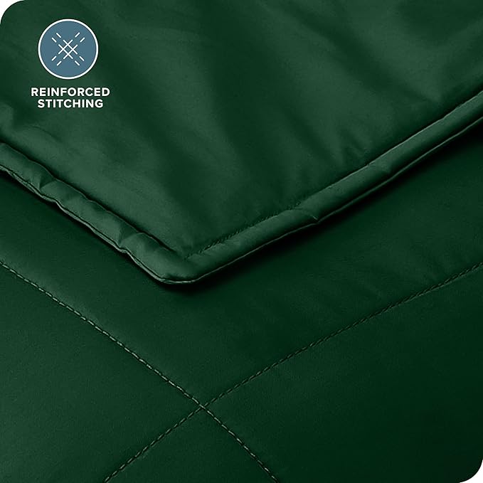 Bare Home Weighted Blanket Full or Queen Size 12lb (48" x 72") for Adults - All-Natural 100% Cotton - Premium Heavy Blanket Nontoxic Glass Beads (Forest Green, 48"x72")