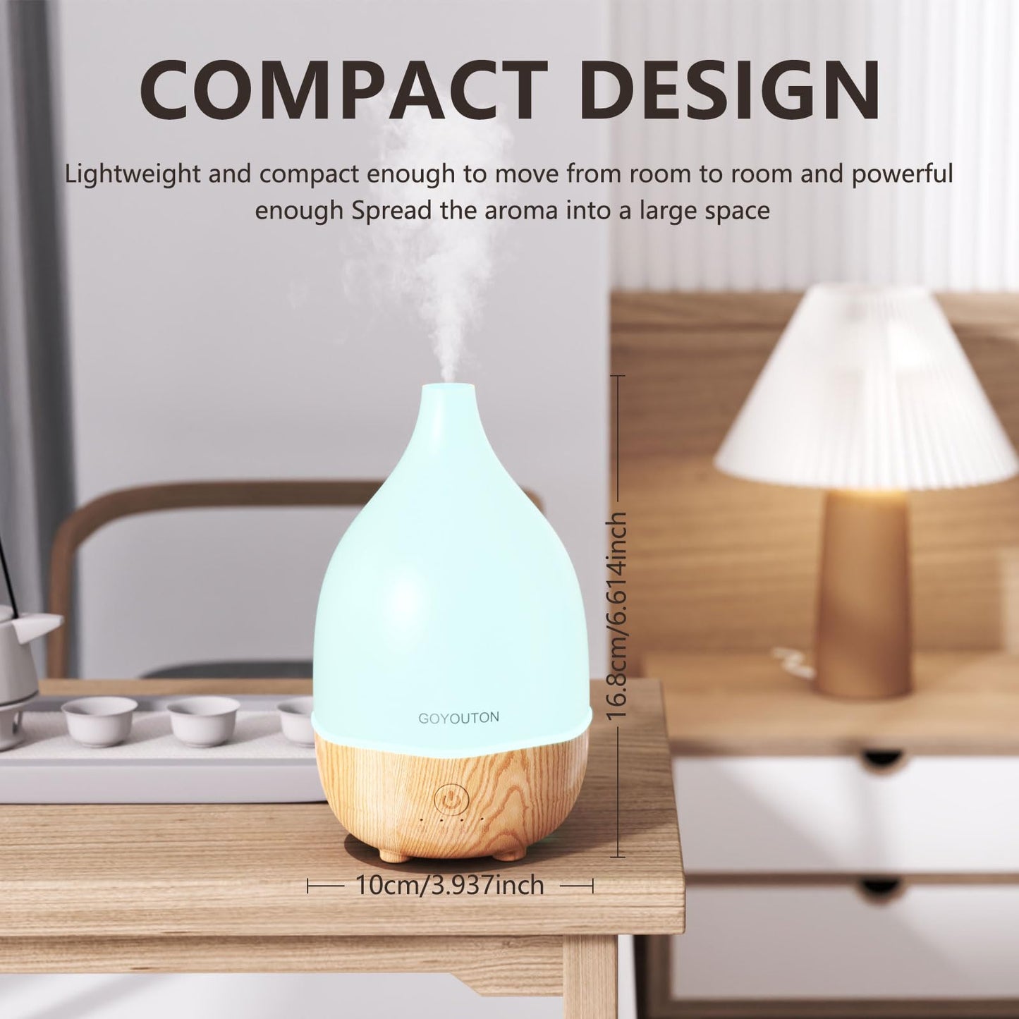 Essential Oil Diffuser, 200ml Small Aromatherapy Diffuser with 7 Color LED Lights Quiet Waterless Auto Shuts-Off，Air Humidifier Aroma Diffuser，Ultrasonic Diffusers for Essential Oils for Office Home