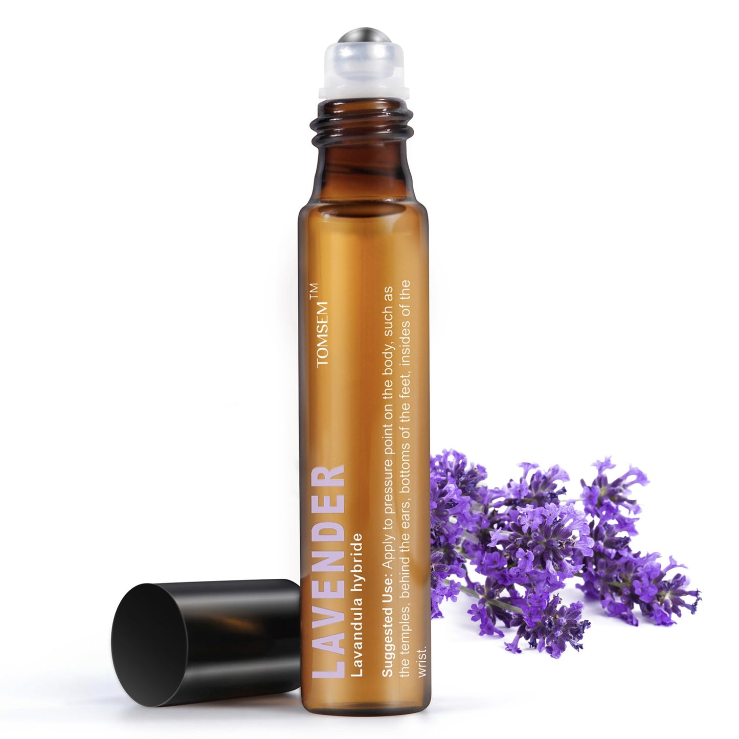TOMSEM French Lavender Essential Oil Roll On - Calming Oil for Stress & Relaxation - Pure Oil for Skin & Hair Growth