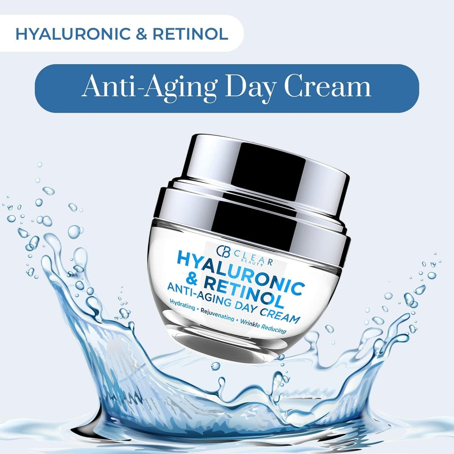 Clear Beauty Hyaluronic Acid & Retinol Daily Face Moisturizer - Dermatologist Tested, Reduces Wrinkles, Fine Lines & Hyperpigmentation, Clean Beauty, Cruelty-Free Korean Skin Care, All Skin Types