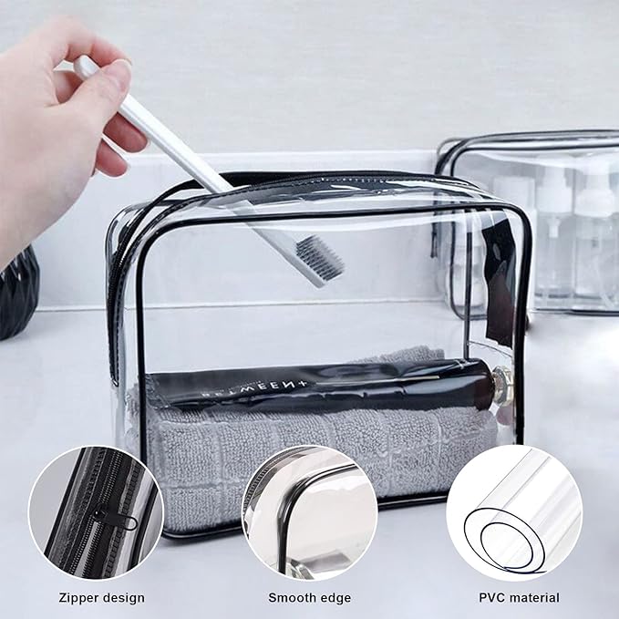 36PCS Clear Makeup Bags, Zippered Travel Toiletry Bag, PVC Plastic Travel Bags for Women Men, Travel Waterproof Portable Bag for Bathroom, TSA Approved
