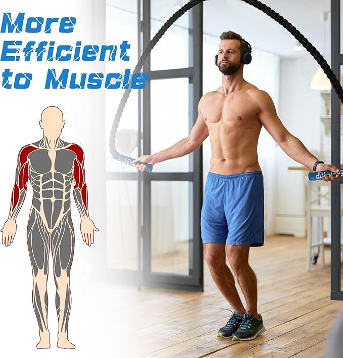 Jump Rope, 3.75 LB/2.65 LB Weighted Jump Rope for Fitness, Heavy Skipping Rope for Home Gym Workout, Weight Loss, Strength Training, Total Body Exercise Equipment