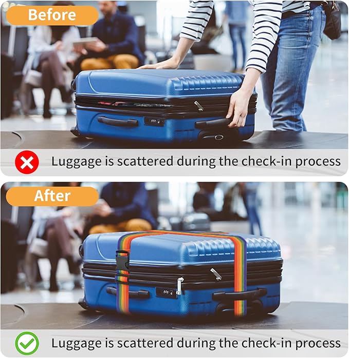 BILIONE 4 Pack Luggage Straps 79" Long Belts Keep Suitcase Secure While Traveling, TSA Approved Add a Bag Premium Accessory for Travel Bag Closure (4 Pcs Purple)