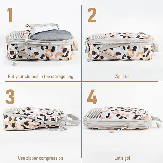 4-Piece Packing Cube Set - Lightweight Luggage Organizers for Travel, Vacation and Suitcases - Durable Accessories with Compression