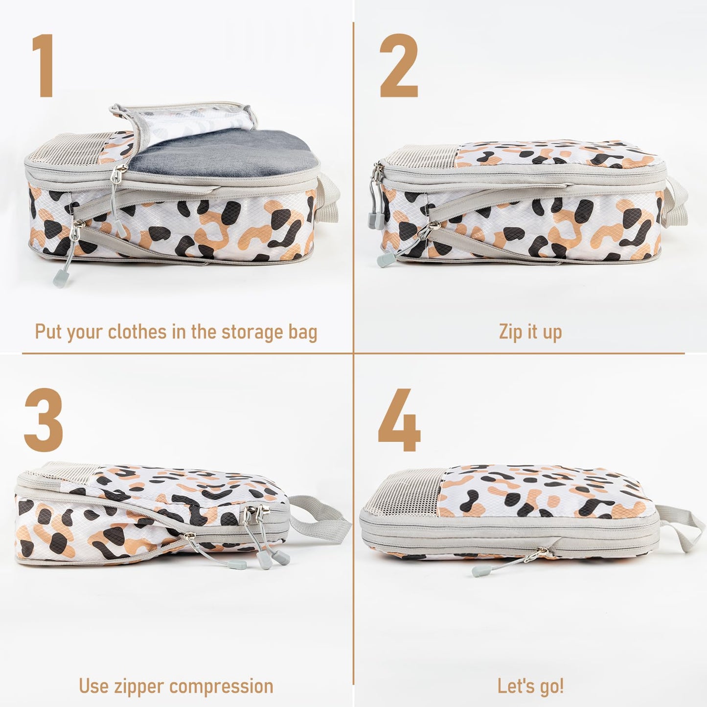 Compression Packing Cubes for Travel 4 Set Luggage Packing Organizer Bag Compressible Expandable Organizer Cubes For Carry On Luggage Suitcase Travel Essentials Accessories for Women Men