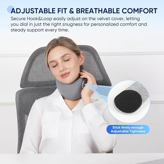 Compact Travel Pillow with Adjustable Strap & Washable Cover, Portable Neck Pillow Airplane with Case & Hook, Chin Support Pillow Relieves Pain & Pressure for Quick Trips, Office, Car & Home Use