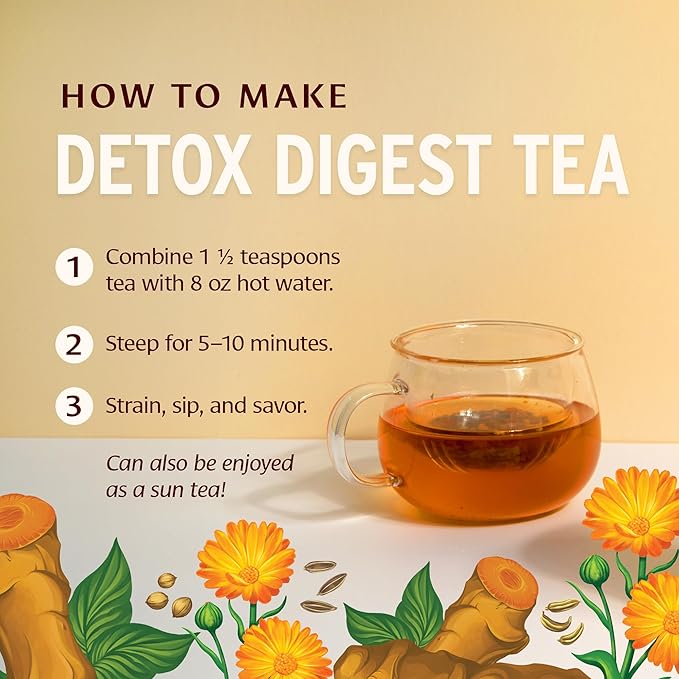 Banyan Botanicals Organic Detox Digest CCF Tea, 2 oz - Herbal Loose Leaf Tea with Turmeric & Ginger for Digestion & Cleansing - Non-GMO, Sustainably Sourced, Caffeine Free