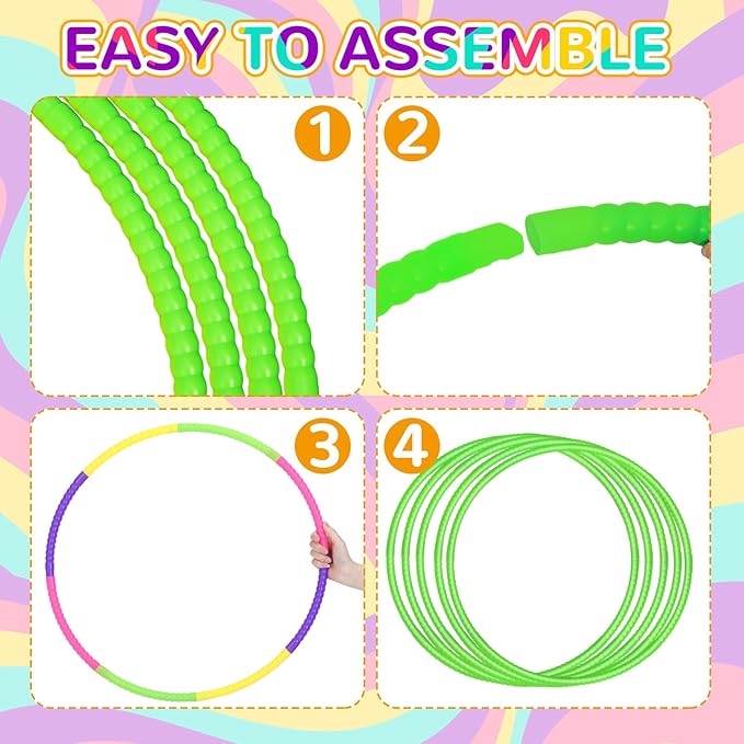 2 Pcs Toy Hoop Exercise Hoop Detachable Adjustable Plastic Toy Ring Playground Equipment for School Colored Circles Exercise Ring for Teens Dog Agility Equipment(Green,26 Inch)
