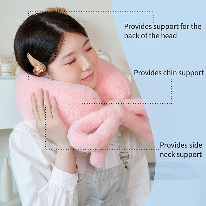 Travel Pillow Multifunctional Airplane Travel Neck Pillow Provides Neck and Lumbar Support During Travel Airplane Pillow Pink
