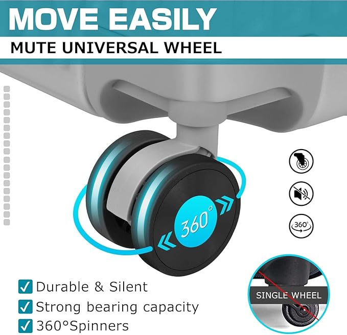 AnyZip Carry On Luggage - Aluminium Frame, PC ABS Hard Shell, Suitcases with Wheels, TSA Lock, No Zipper - 20in Silver