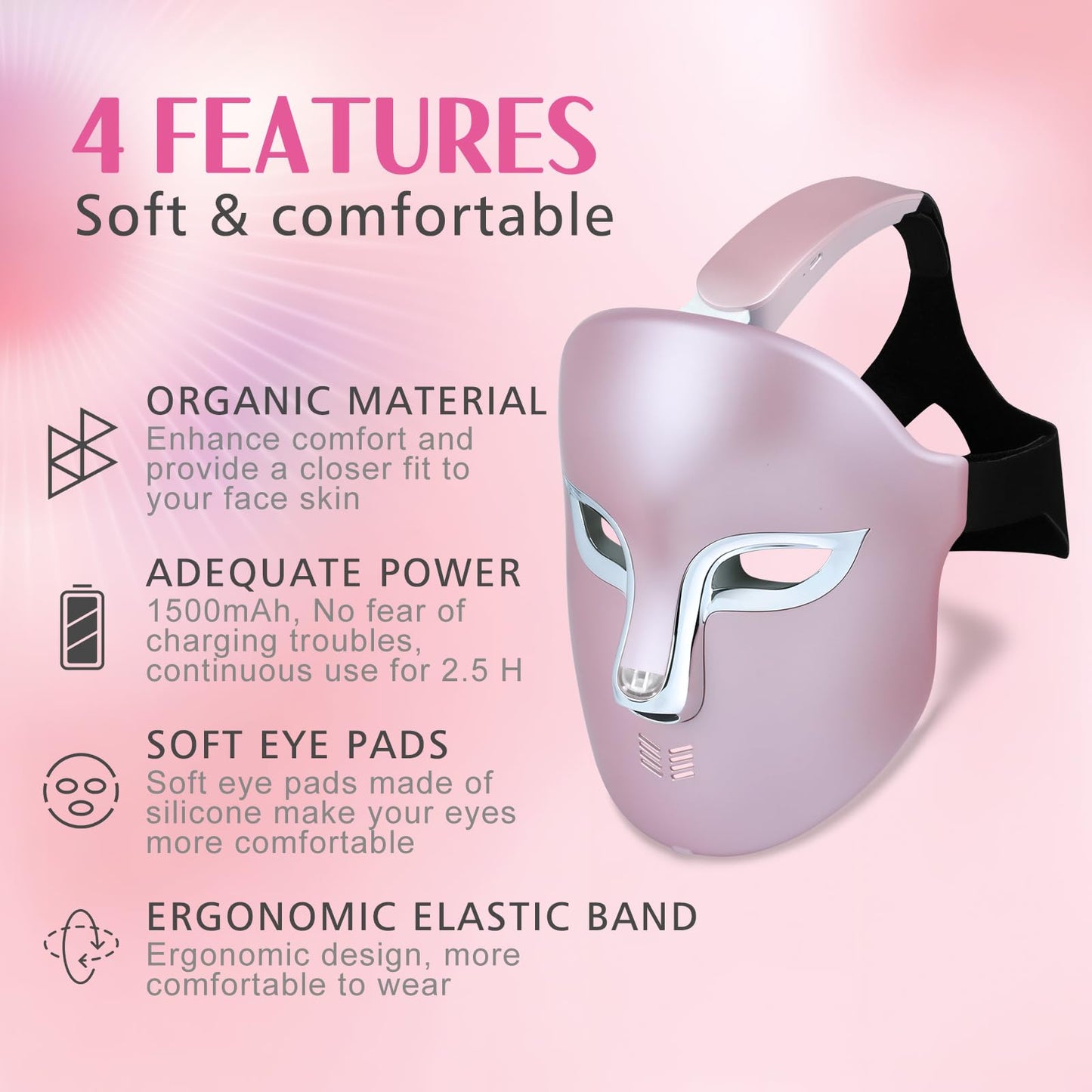 Auxoliev FSA Pro LED Light Therapy Facial Mask- Target Acne Removal, Wrinkles & Redness with Salon-Level Light Therapy at Home,Restore Skin