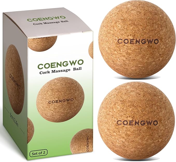 COENGWO Cork Ball Lacrosse Ball, Deep Tissue Muscle Tension Therapy Ball for Trigger Point Therapy, Muscle Soreness, Yoga Therapy, 2.4 Inch