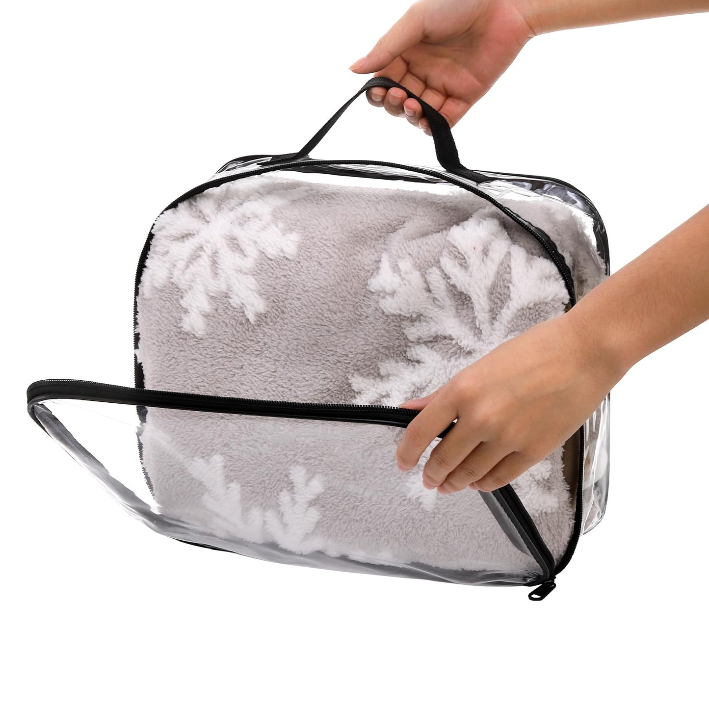 Fasmov 6 Pack Large Clear Travel Packing Cube, See-Through PVC Organizer, Vinyl Zippered Storage Bags Multipurpose Pouch with Handle for Suitcase Pants, Cashmere, Sweaters Shirts Dress Storage