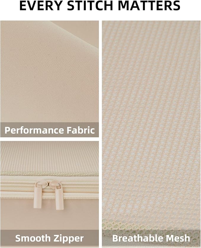 Compression Cubes for Travel, XL/L/M/S Luggage Organizers (6 Set, Classic Khaki)