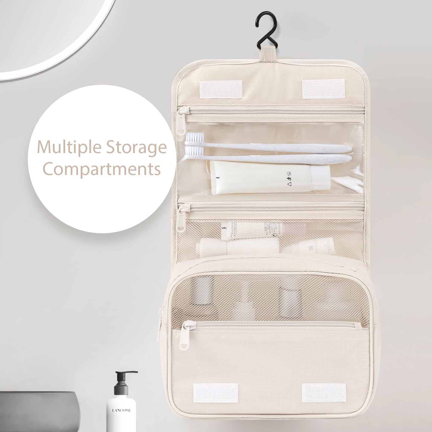 DIMJ Packing Cubes for Travel - Organizer Bags Set for Carry on Suitcase Lightweight Travel Cubes for luggage with Large Toiletries Bag (Cream)