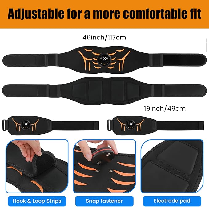 Ab Stimulator Muscle Toner Belt - Power Ab Electronic Muscle Stimulator with 6 Modes 18 Intensity Levels, Ab Stimulator for Men & Women - Abdominal Muscle Stimulator Belt for Home, Office, Gym 3 Pack