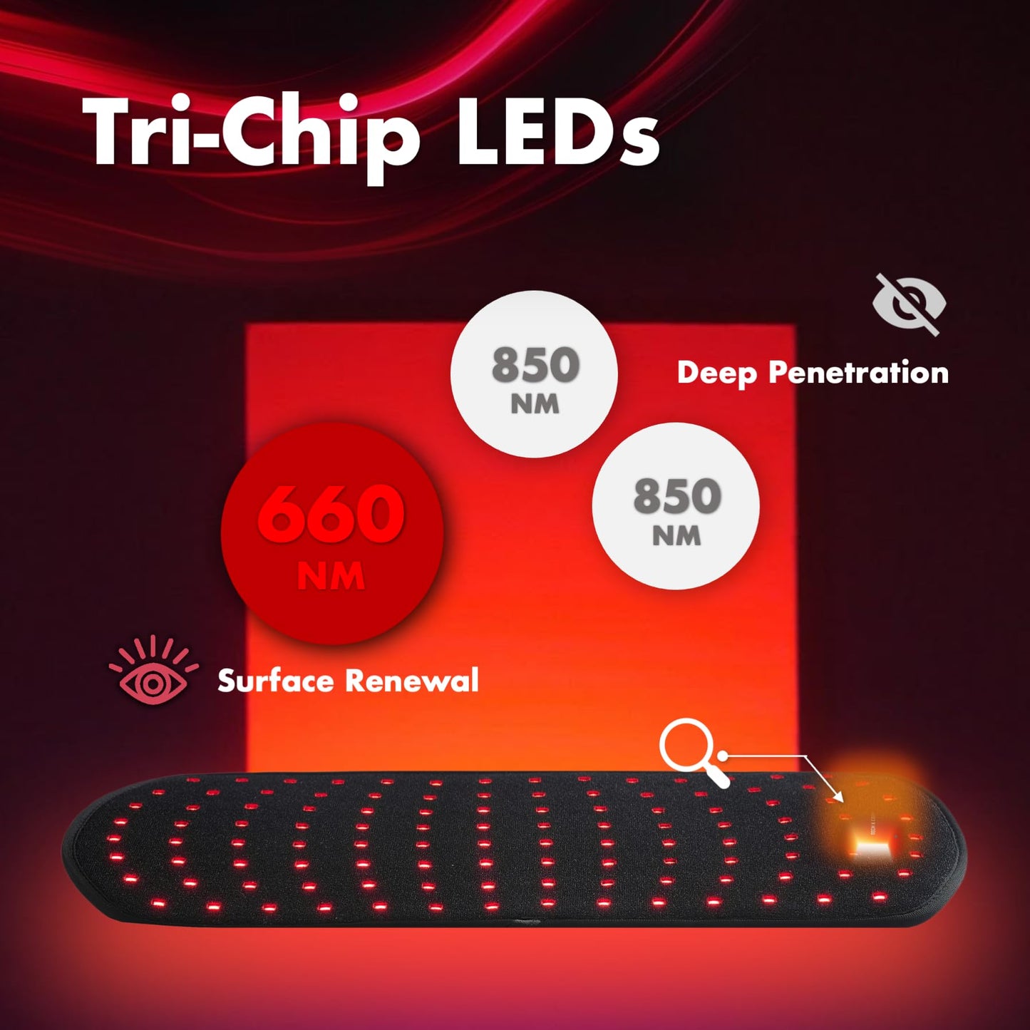 ALLOLO Red Light Therapy for Body, 16.7"*7.9" 660nm&850nm Infrared Red Light Therapy Belt with Pulse for Back Waist Muscle Pain Relief, 3-in-1 LED Bead with Controller Timer Gift for Women Men