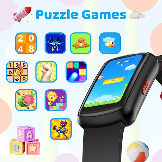 Kids Fitness Tracker Watch for Boys Girls Ages 5-15, Full Touch 1.47" Screen, Activity Tracker, HeartRate and Sleep Monitor, IP68 Waterproof, Pedometer, Puzzle Games (Pink)