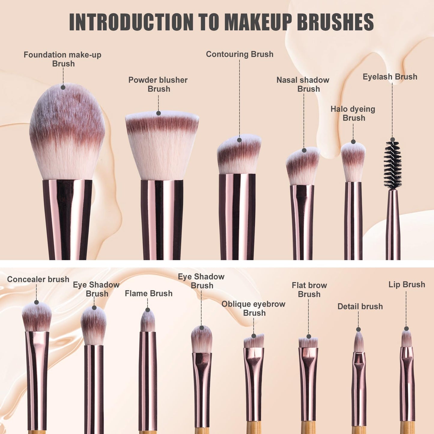 BS-MALL Travel Makeup Brush Set Kabuki Brushes Bamboo- Includes Eyeshadow Blush Brush & Foundation Brush For Liquid Makeup - 5X Magnifier Bamboo Mirror Case For Travel or On the Car Daily Use