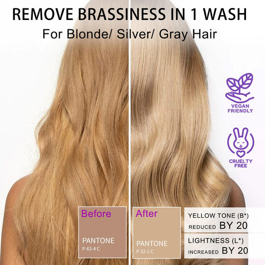 Sulfate Free Brass Toning Purple Shampoo Bar for Blonde, Bleached, Silver, or Brown Highlighted Hair, Travel Friendly, with Tin Container +Sponge